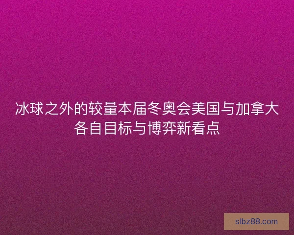 冰球之外的较量本届冬奥会美国与加拿大各自目标与博弈新看点